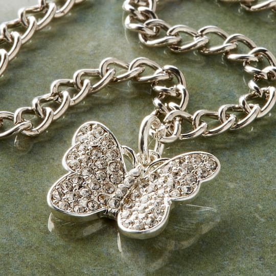 Silver Plated Lovely 3D Butterfly Pendant Chain Necklace Women Jewelry、Nice.